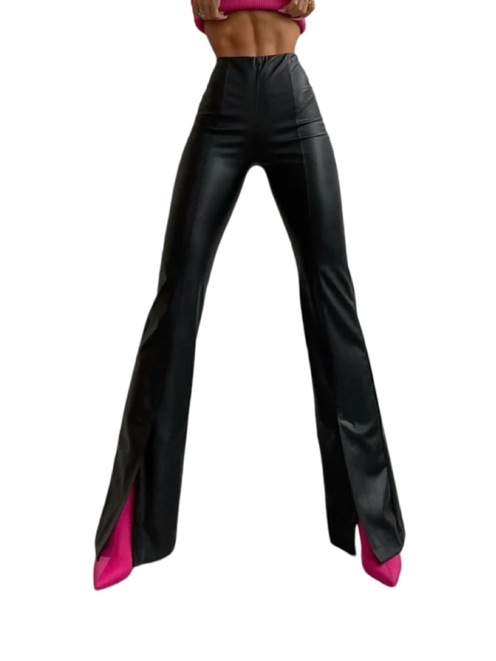 Abercrombie & Fitch Vegan Leather Split Hem Flare Pants Women’s Medium Long